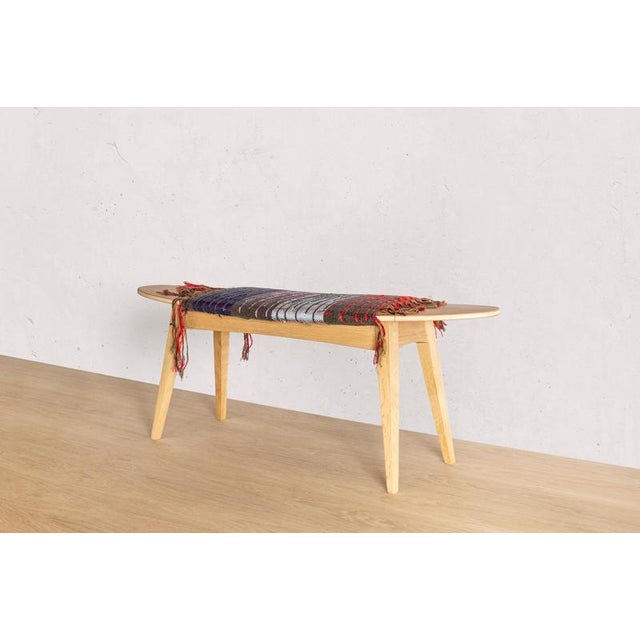 Not Yet Made - Made To Order Oak Surf Hand-Woven Fabric Bench 1 by Jean-Baptiste Van Den Heede For Sale - Image 5 of 8