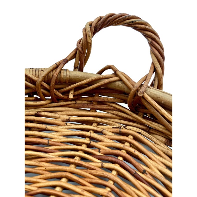 Mid 20th Century Large Vintage Woven Basket Tray For Sale - Image 5 of 7