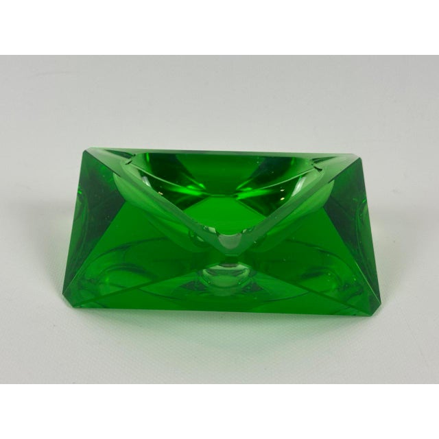 Art Deco Green Glass Ashtray attributed to Moser, 1930s, in Good conditions. Designed 1920 to 1949 This piece is...