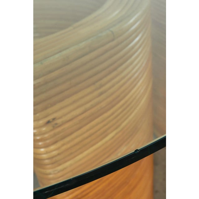 Tan Midcentury Italian Organic Modern Rattan Pedestal Dining Table For Sale - Image 8 of 13