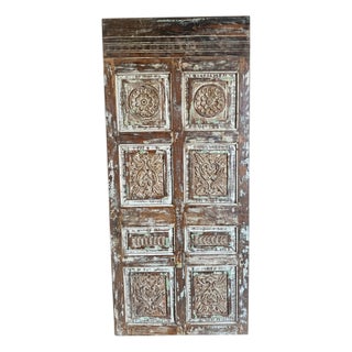 Vintage Carved Barn Door | Rustic Distressed Statement Piece 80x35 For Sale