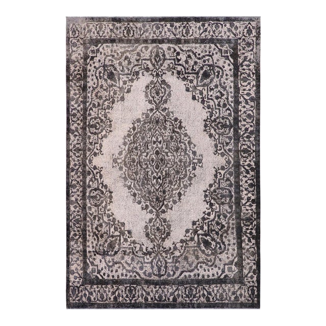 Retro Persian Gray/Ivory Wool Rug - 9'5'' X 11'11'' For Sale