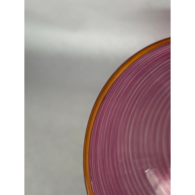 Pink Late 20th Century Signed Weir Pink Spiral Studio Art Glass Footed Bowl For Sale - Image 8 of 8