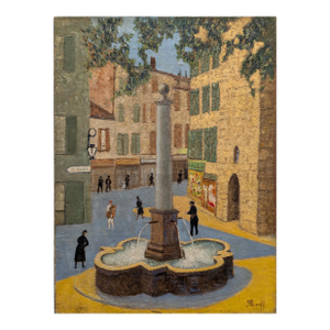 French Impressionist Provence Plaza Scene Street Scene Painting Early 20th