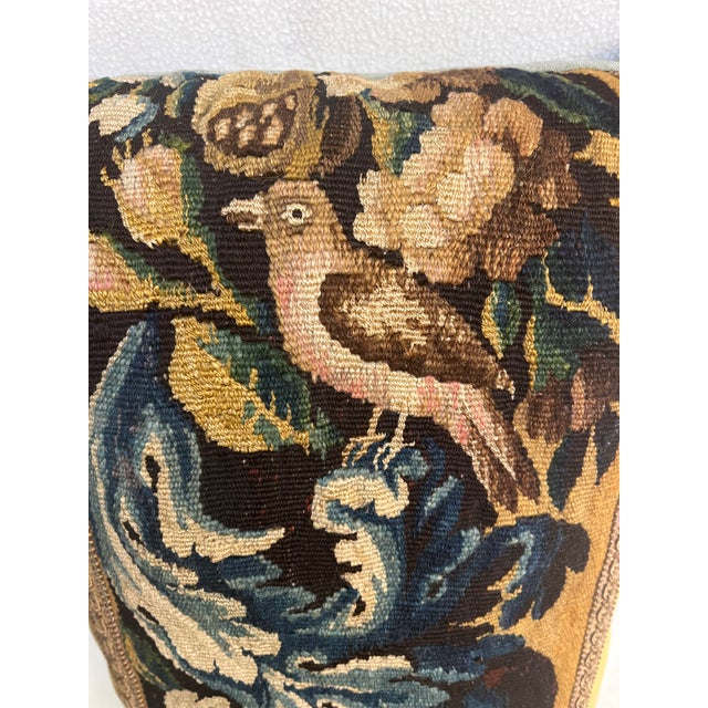 Yellow Pillow With 18th Century Tapestry - Bird and Fruit For Sale - Image 8 of 9
