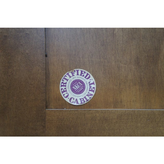 1980s Vintage Cherry Console Cabinet With Curio Display Glass Top Showcase For Sale - Image 6 of 11