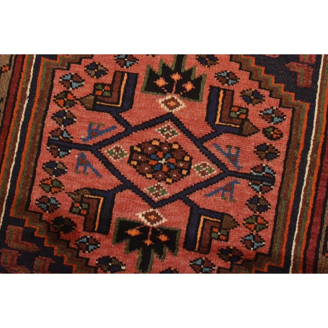 Textile Hamedan Rug 3’3” X 5’3” Red Wool Vintage Tribal Hand-Knotted Carpet For Sale - Image 7 of 12