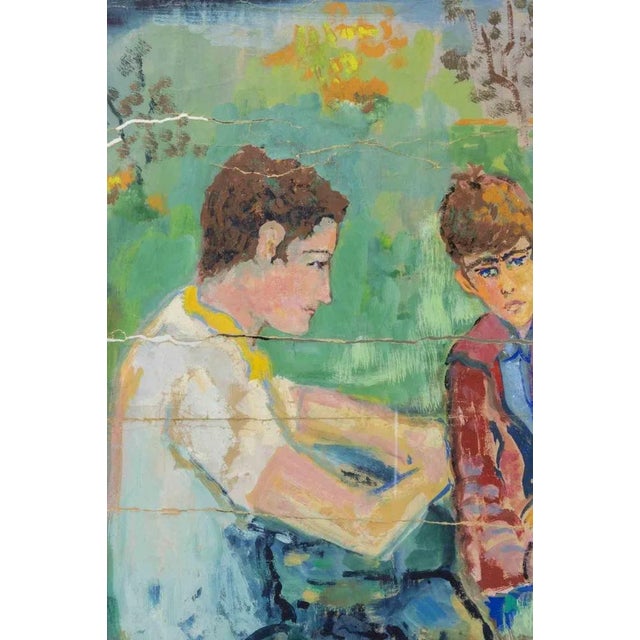 Watercolor on paper by sirio pellegrini in 1969. Hand signed and dated. Drawing made up of several fragments joined...