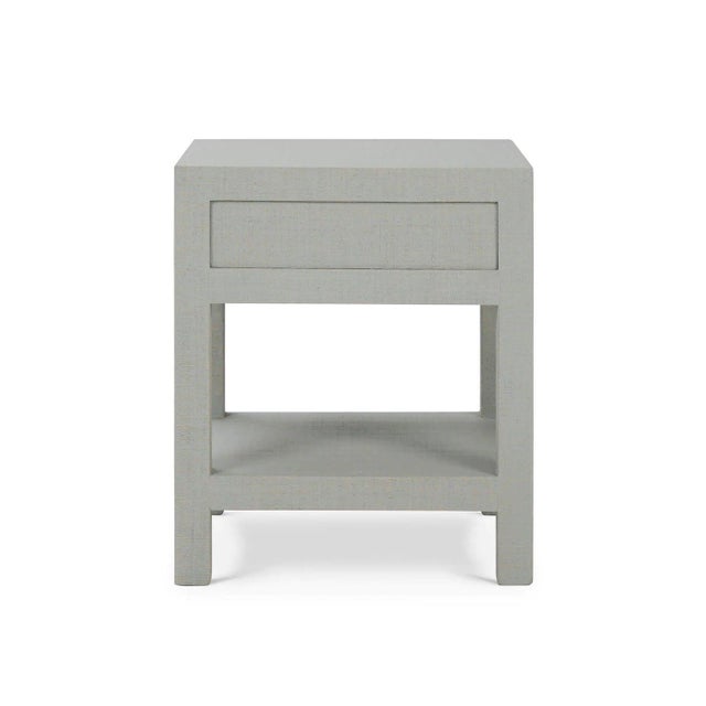 Pair of Pale Blue Wash Raffia Wrapped Nightstands For Sale - Image 4 of 12
