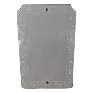 Vintage Wall Mirror in Decorated Glass, Italy, 1940s For Sale