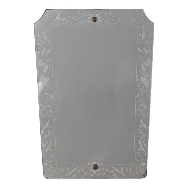 Vintage Wall Mirror in Decorated Glass, Italy, 1940s For Sale