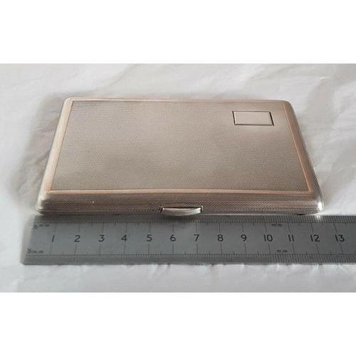 George VI Turned Sterling Silver Engine Cigarette Case by W. H. Manton, 1945 For Sale - Image 12 of 13