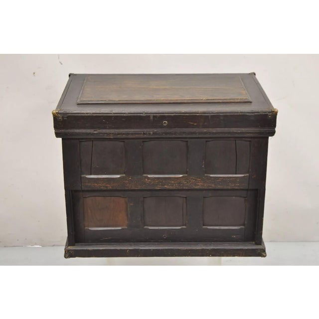 Late 19th Century Antique Mission Arts & Crafts Oak Wood Carpenters Tool Chest Cabinet W/ Drawers For Sale - Image 5 of 12