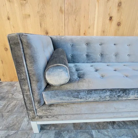 Jonathan Adler Lampert Charcoal Tufted Velvet Sofa by Jonathan Adler For Sale - Image 4 of 11