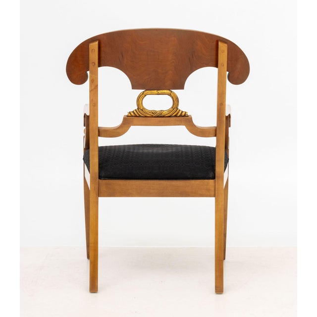 Brown Henredon Furniture Neoclassical Style Burl Maple Armchair For Sale - Image 8 of 9