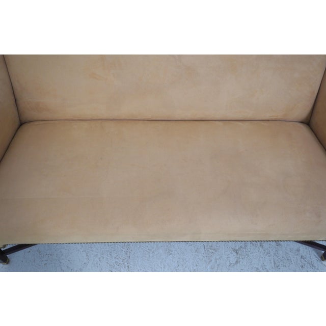 Brown Edward Ferrell Suede Upholstered Settee Loveseat For Sale - Image 8 of 18
