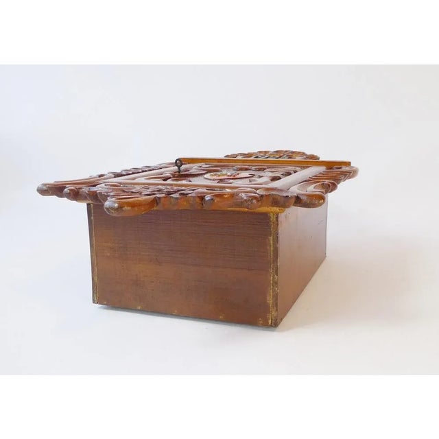 Antique German Floral Hand Carved Wooden Wall Cabinet, 1925 For Sale - Image 3 of 10