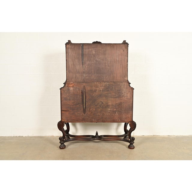 R. J. Horner Style Renaissance Revival Carved Walnut and Burl Wood Inlaid Marquetry Bar Cabinet, Circa 1900 For Sale - Image 14 of 16
