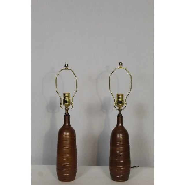 Mid 20th Century Mid 20th Century Pair of Antonio Zen Influence Lamps For Sale - Image 5 of 11