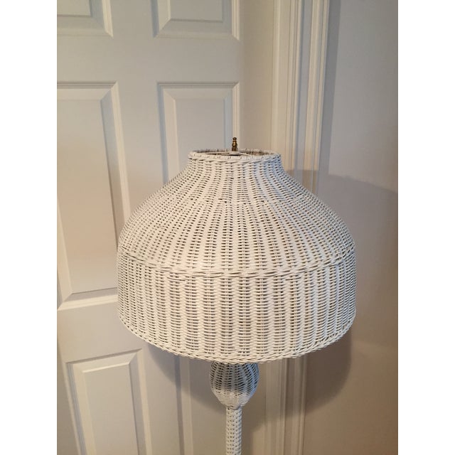 Vintage White Wicker Floor Lamp and Shade Chairish