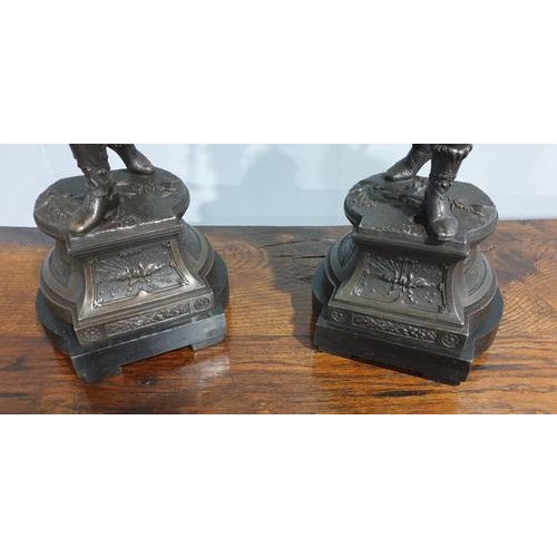 Brown Large Vintage Spelter Figures, Set of 2 For Sale - Image 8 of 11