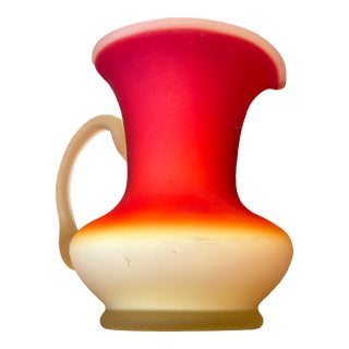 Vintage Satin Amberina Glass Small Pitcher For Sale