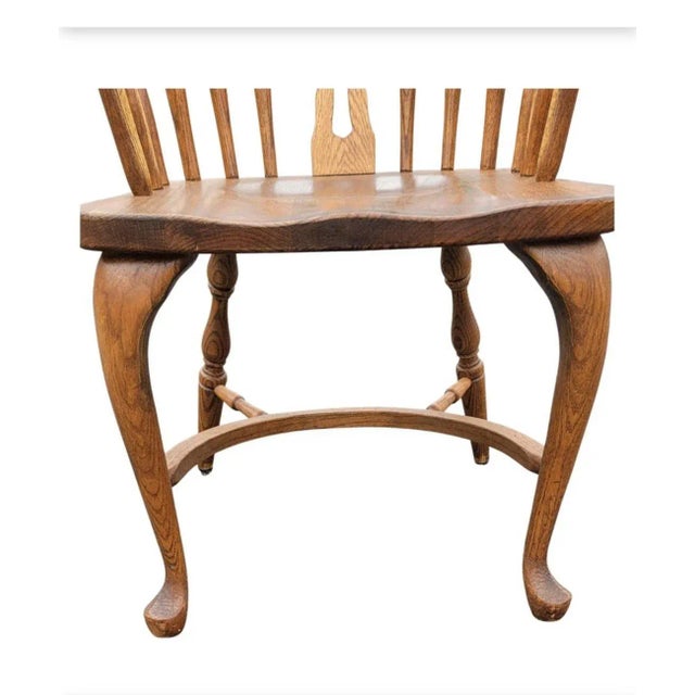 1940s Country High Back Oak Windsor Armchair For Sale - Image 4 of 11