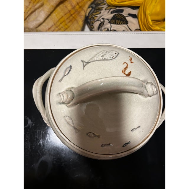 Ceramic 1970s Handmade Studio Pottery Serving Bowl With Lid For Sale - Image 7 of 9