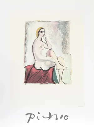 1980s "Nu Assis" Lithograph After Pablo Picasso