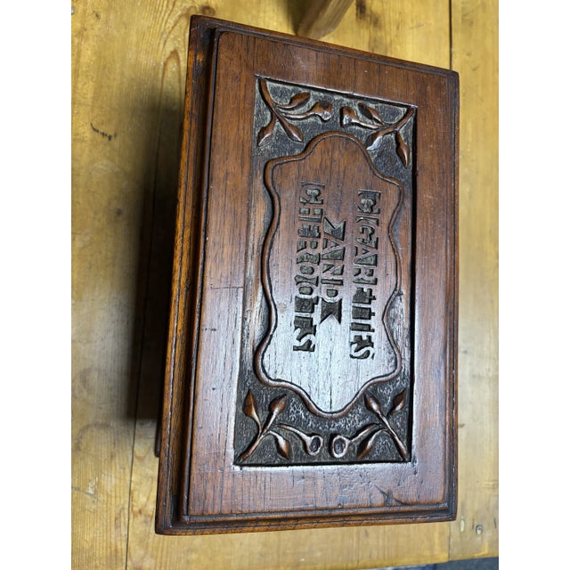 Vintage English Carved Wood Humidor For Sale - Image 9 of 12