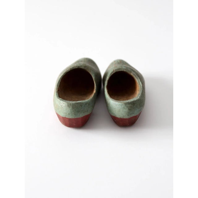 Antique Children's Wooden Clogs Pair For Sale - Image 6 of 10