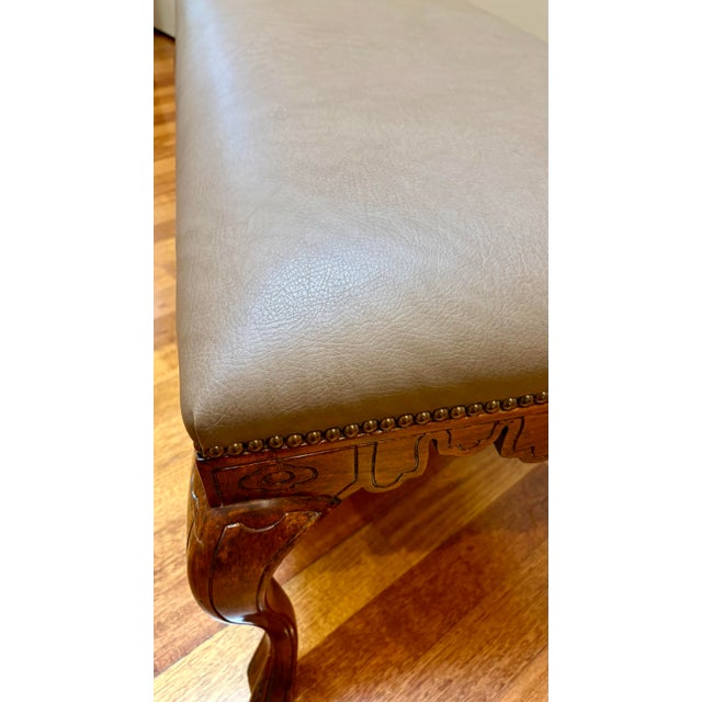 2000 - 2009 Michael Taylor Lucarini Bench With Leather Upholstery For Sale - Image 5 of 7