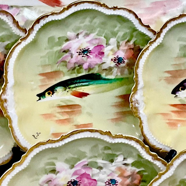 Limoges, France 1800s Antique French Limoges Porcelain George Borgfeldt Fish Game Dinnerware Set - 13 Pieces, Service for 10. For Sale - Image 4 of 18