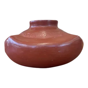 1970s Vintage Terra Cotta Pot Curved Edges Swirl Motif Antique Style