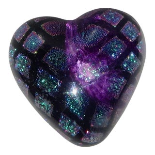 Held Art Glass Heart Paper Weight For Sale