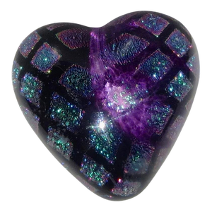 Held Art Glass Heart Paper Weight