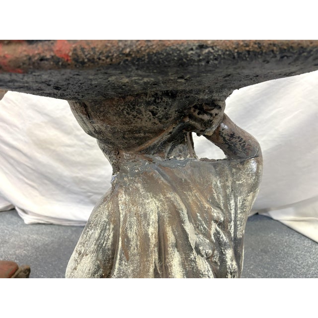 Vintage Cast Cement Figural Putti Garden Stools- A Pair For Sale - Image 16 of 18