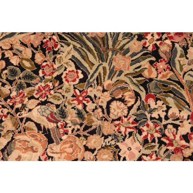 Art Nouveau 1990's Pak-Persian Black/Beige Wool Rug - 6'0'' X 8'11'' For Sale In New York - Image 6 of 9