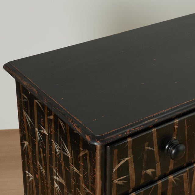 Wood Antique English Chest of Drawers With Painted Bamboo Designs For Sale - Image 7 of 16
