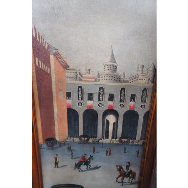 Brown 2 Theodore Alexander European Plaza Cityscape Paintings on Panel Framed 74" For Sale - Image 8 of 12