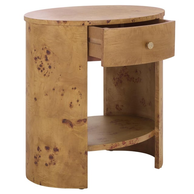Wood Philippe Burl 1 Drawer 1 Shelf Accent in Natural For Sale - Image 7 of 9