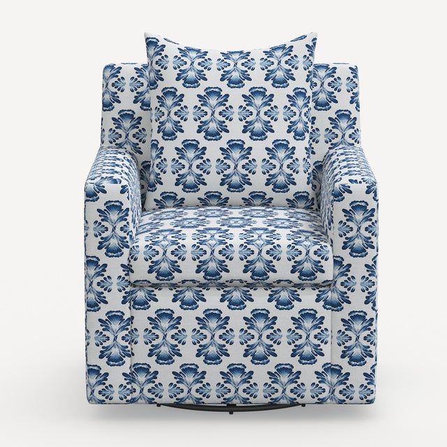 John Robshaw x Cloth & Company Kashida Swivel Chair in Bamana Lapis