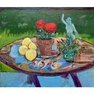 Expressionist Garden Still Life Original Oil Painting on Canvas by James Hartman For Sale