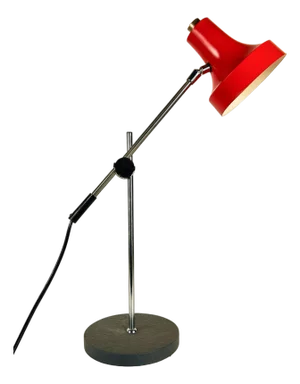 Large Vintage Industrial Red and Chrome Articulated Lamp, 1970s