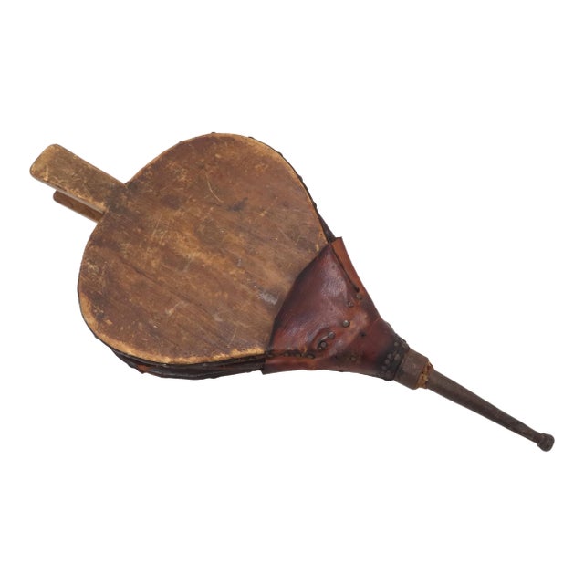 Antique American Primitive Blacksmith Made Fireplace Bellows For Sale