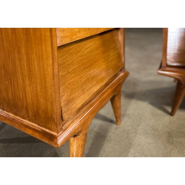 Architectural Pair of Brazilian Modern Side Tables With Drawers in Ivory Wood, 1950s For Sale - Image 9 of 13