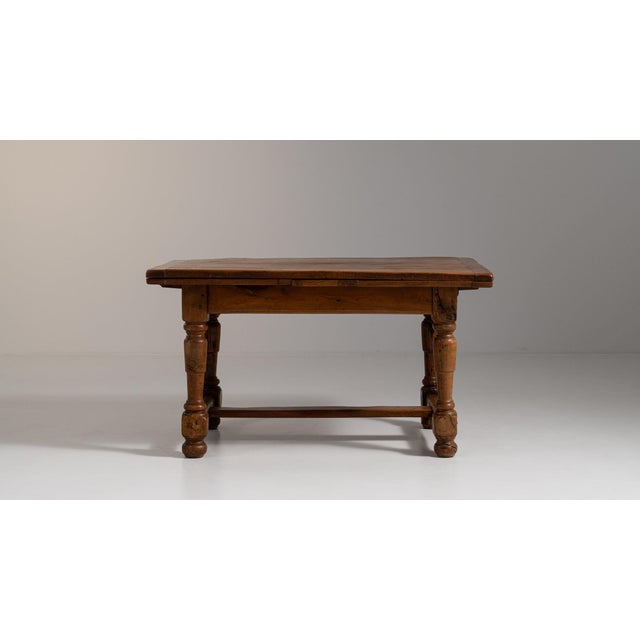 20th Century France Weathered Honey Oak Oak Drop-Leaf Farmhouse Table For Sale - Image 9 of 11