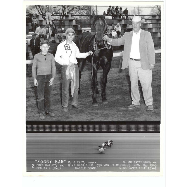 Figurative 1965 Equestrian Winner's Circle Photograph of Foggy Bar For Sale - Image 3 of 3