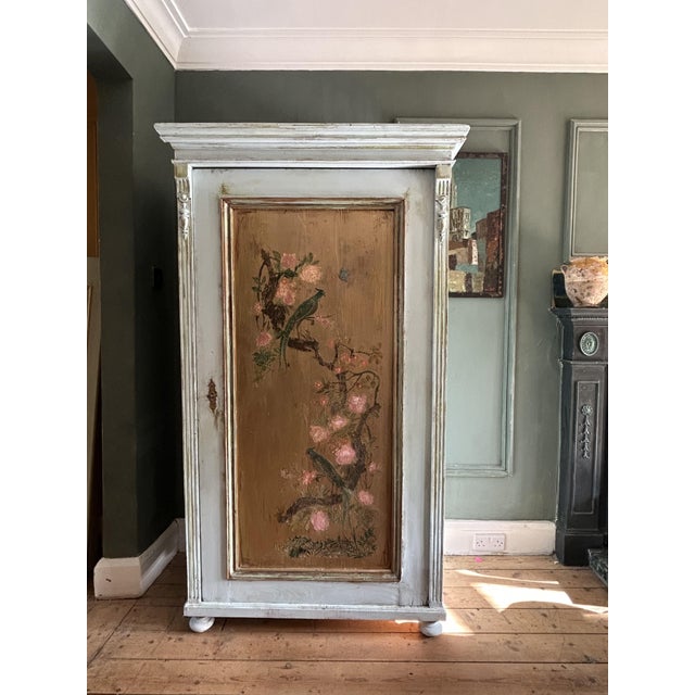 Vintage Painted Armoire with Chinoiserie Panel, 1920s For Sale - Image 3 of 12