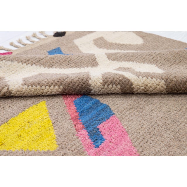 Contemporary Moroccan Style Handmade Multicolor Pattern Wool Rug For Sale - Image 15 of 16
